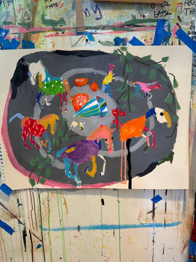 Original Abstract Horse Painting by Spooky Harris