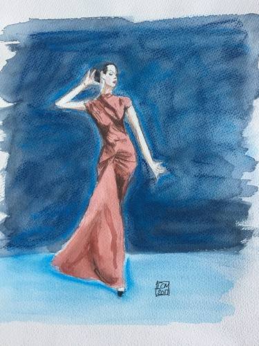 Original Figurative Fashion Drawings by Ian Males