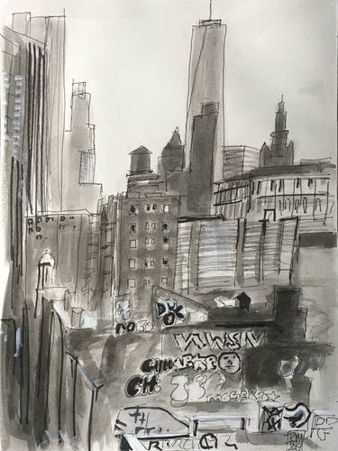 Original Expressionism Landscape Drawings by Ian Males