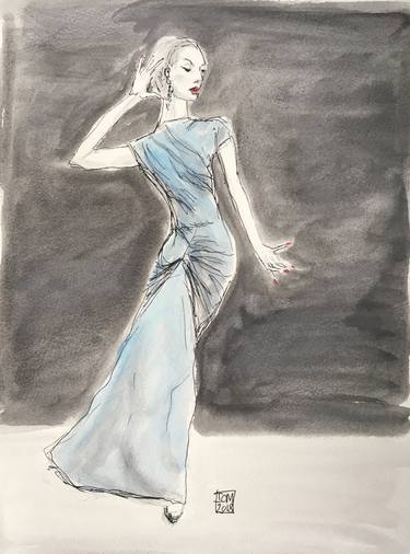 Original Figurative Fashion Drawings by Ian Males