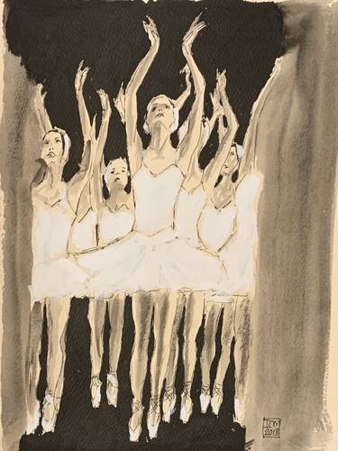 Original Abstract Performing Arts Drawings by Ian Males