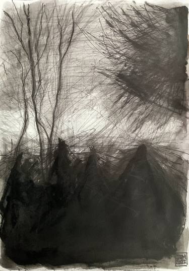 Original Expressionism Landscape Drawings by Ian Males