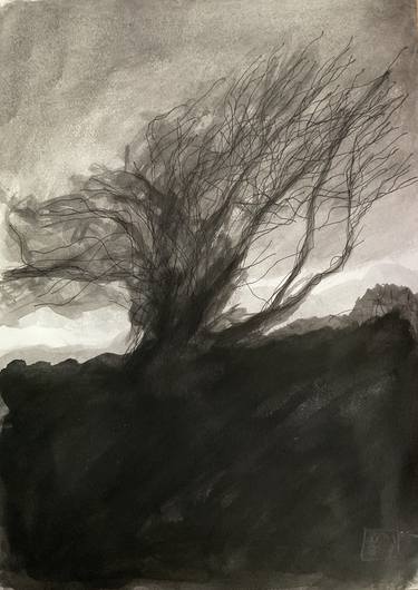 Original Expressionism Landscape Drawings by Ian Males