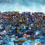 blue floating city by Sarah Boulton