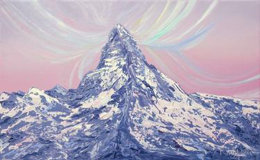 Matterhorn. Winter sunset - original oil painting on stretched canvas thumb