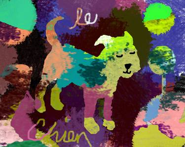 Original Expressionism Dogs Mixed Media by Holly McGee