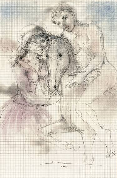 Print of Figurative Love Drawings by Juan Yoc