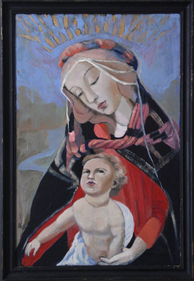 Mary and Jesus Painting by Juni Aa | Saatchi Art