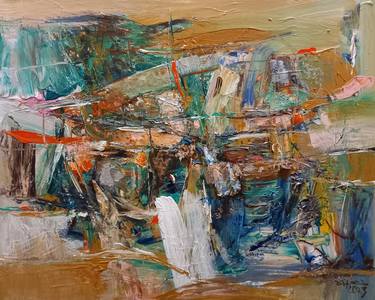 Original Abstract Expressionism Cities Paintings by Nguyen Hien