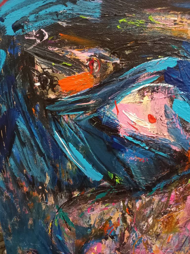 Original Abstract Nude Painting by Nguyen Hien