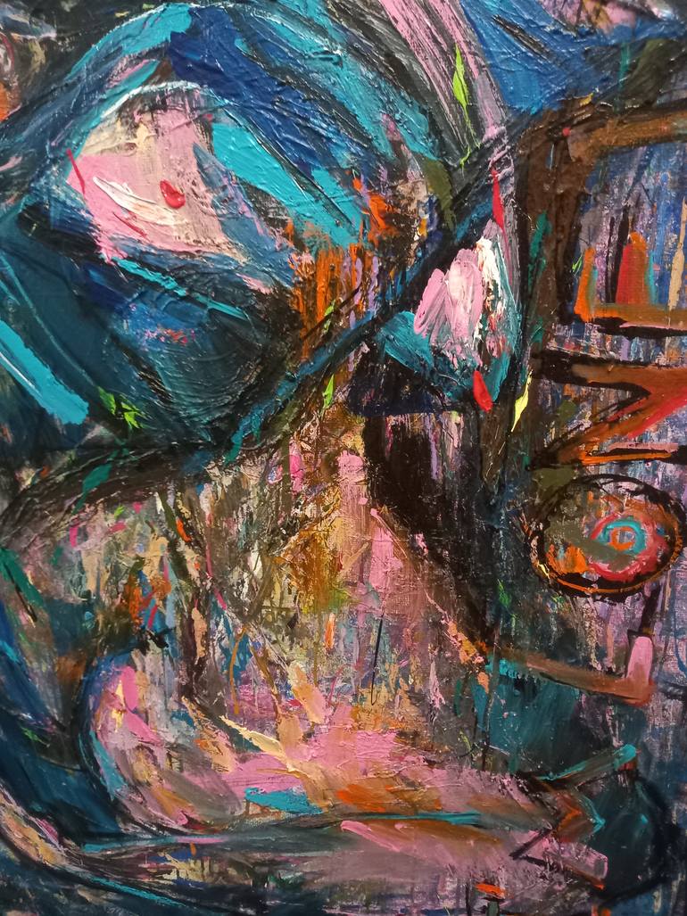 Original Abstract Nude Painting by Nguyen Hien