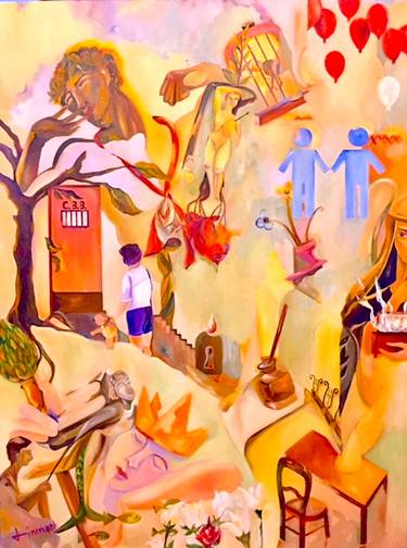 Original Abstract People Painting by William Z Linmark
