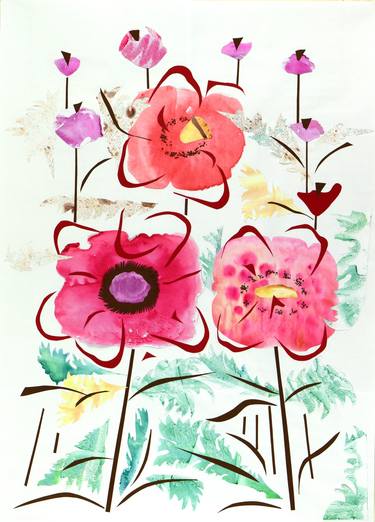 Original Abstract Floral Collage by Tamila Zayferd