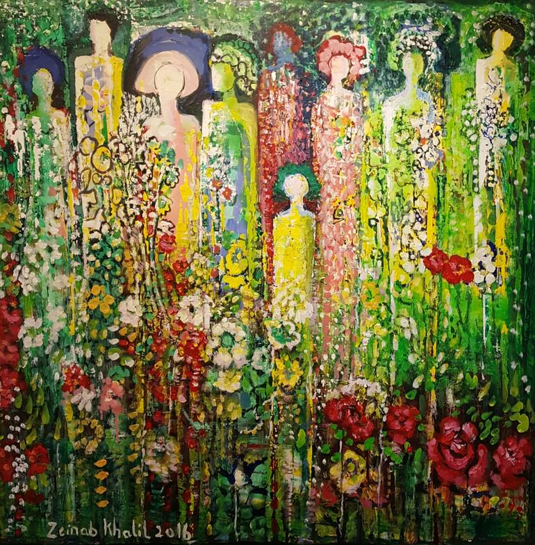 Happy People in the Park by Zeinab Khalil Painting by Lina El 
