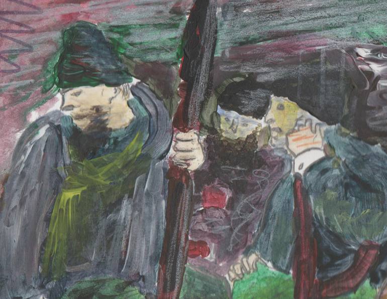 Original Expressionism People Painting by Dragos Serban