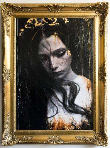 "Dreamworld" (98x74x9cm) - Unique portrait artwork on wood thumb