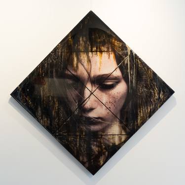 "Dreamworld II" (84X84X3cm) - Unique portrait artwork on wood thumb