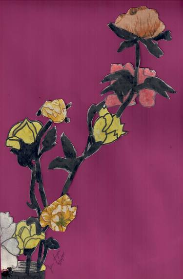 Original Modern Floral Collage by Dr Jan Yager