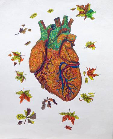 Human Heart Hand made maple leaf art thumb