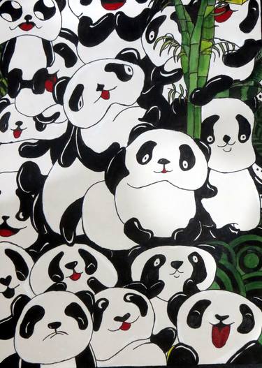 Panda Doodling Acrylic painting thumb