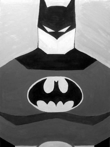 Batman Cartoon Minimalist Painting in grey scale thumb