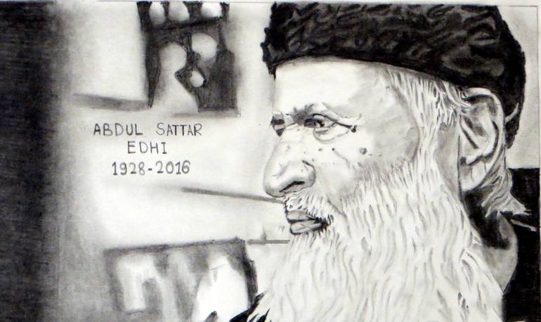 Dr Abdul Sattar Edhi portrait Drawing by Dr Mubarak Muhammad Ali ...