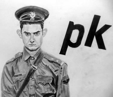Aamir Khan Portrait sketch in PK Movie thumb