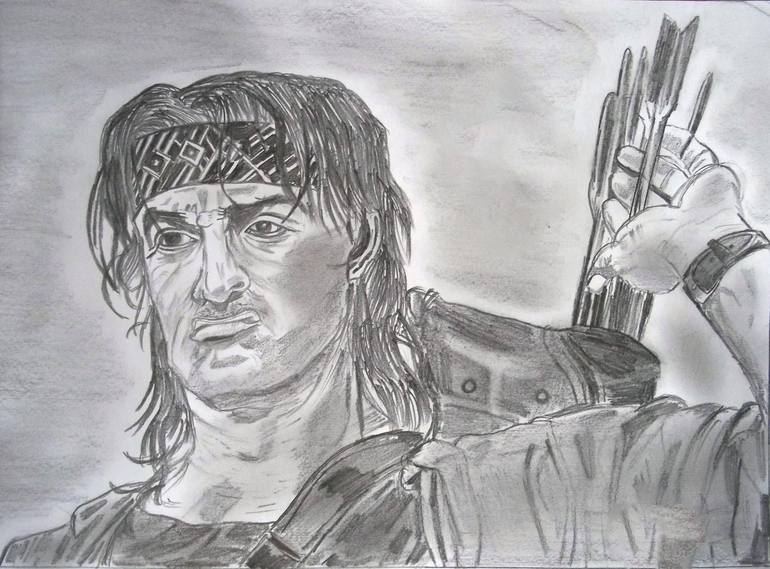 Sylvester Stallone Portrait sketch of Rambo Drawing by Dr Mubarak ...