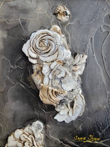 Original Black & White Abstract Mixed Media by Sana Shaw