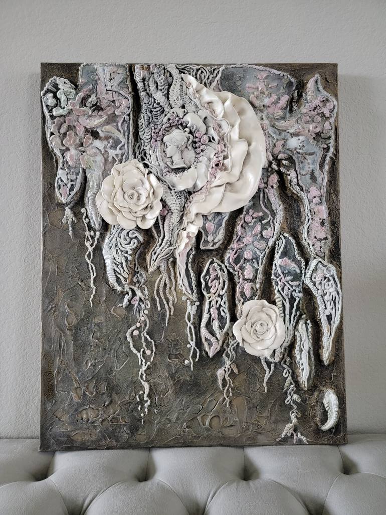 Original Art Nouveau Floral Sculpture by Sana Shaw