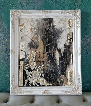 Original Black & White Abstract Mixed Media by Sana Shaw