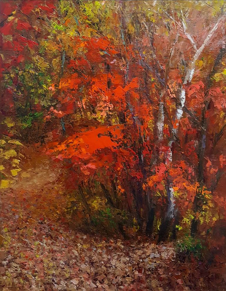 Autumn Yeon-in Mountain Trail Painting by Won Jeong Cho | Saatchi Art