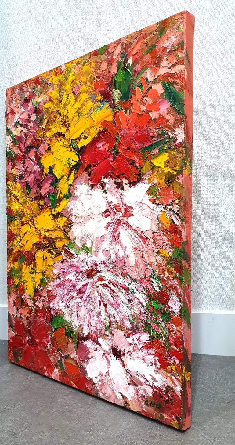 Original Abstract Expressionism Garden Painting by Won Jeong Cho
