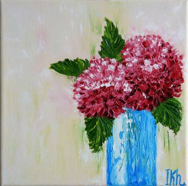 Blossom series. Hydrangea, oil painting on canvas, palette knife thumb