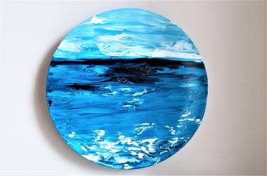 Ocean oil painting, palette knife work thumb