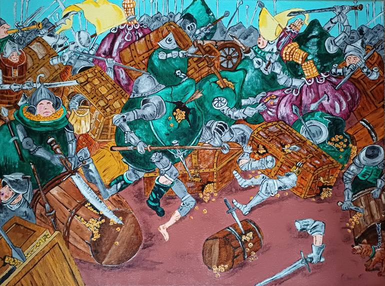 Original Fantasy Painting by Corinne Hamer | Documentary Art on Canvas | For the Love of Money