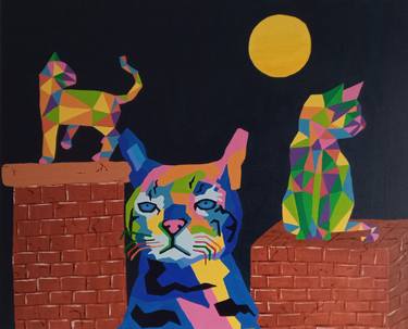Print of Cats Paintings by Corinne Hamer