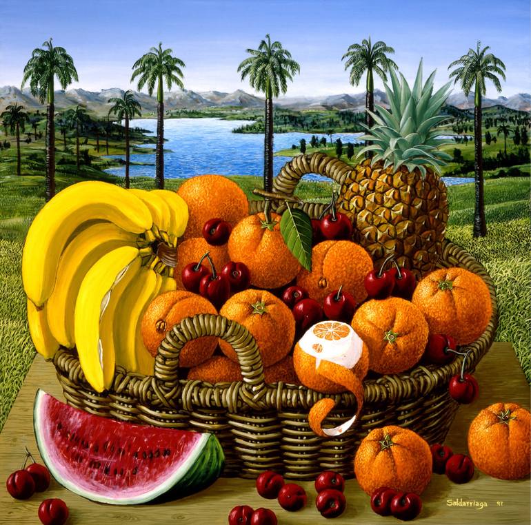 Fruit basket Painting by Rafael Saldarriaga Saatchi Art