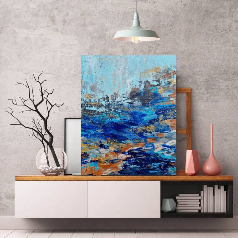 Original Abstract Expressionism Beach Painting by Andrea Edwards