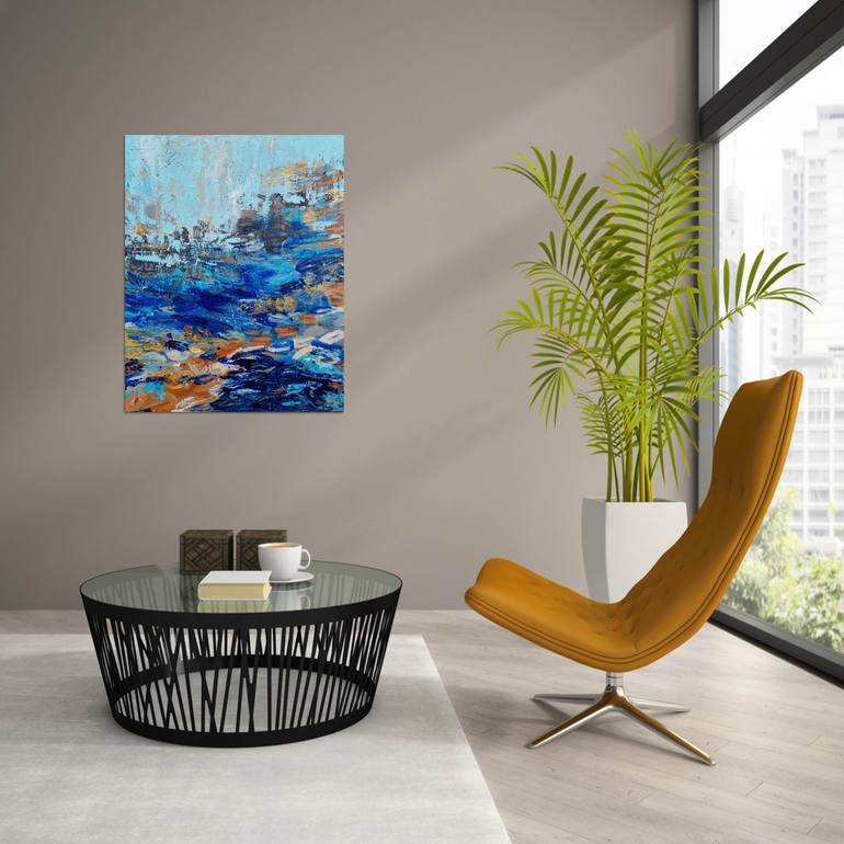 Original Abstract Expressionism Beach Painting by Andrea Edwards