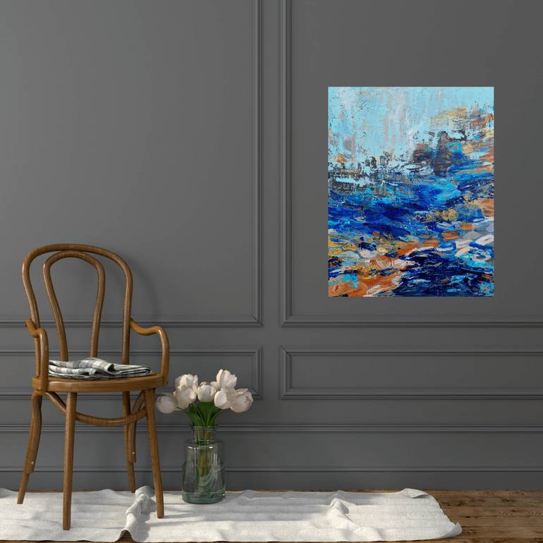 Original Abstract Expressionism Beach Painting by Andrea Edwards