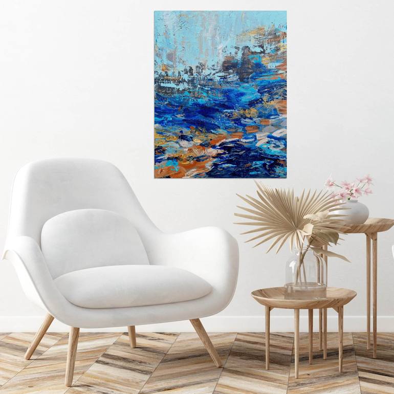 Original Abstract Expressionism Beach Painting by Andrea Edwards