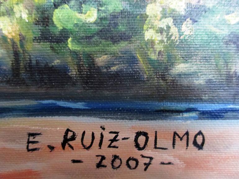 Original Impressionism Garden Painting by Esperanza Ruiz-Olmo