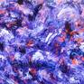 Abstract oil painting was done with a palette knife on canvas. The collaboration of violet and pink color, texture, movement and stillness.