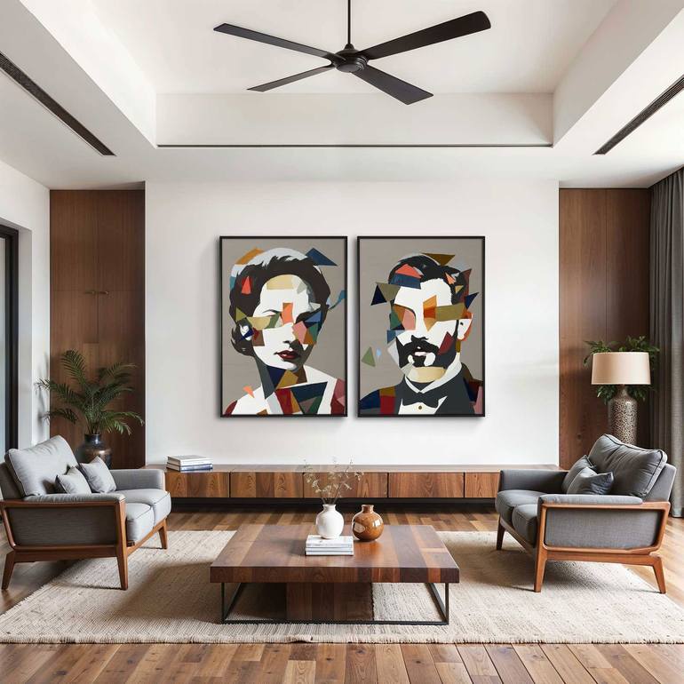 Original Cubism Abstract Painting by Daniel Bautista