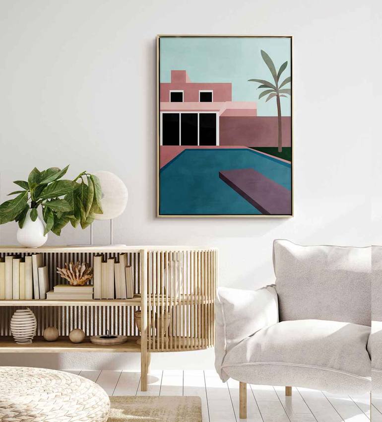 Original Art Deco Architecture Painting by Daniel Bautista