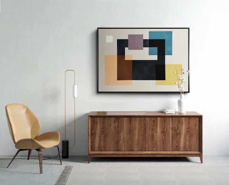 Original Abstract Geometric Painting by Daniel Bautista