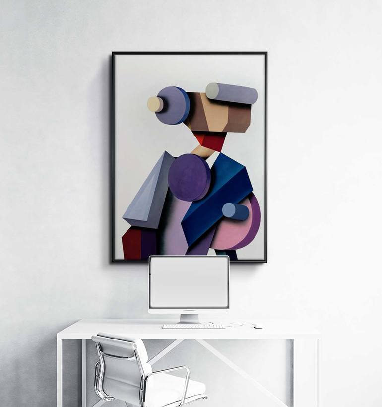 Original Cubism Geometric Painting by Daniel Bautista