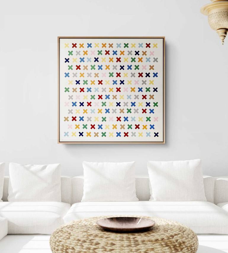 Original Abstract Geometric Painting by Daniel Bautista