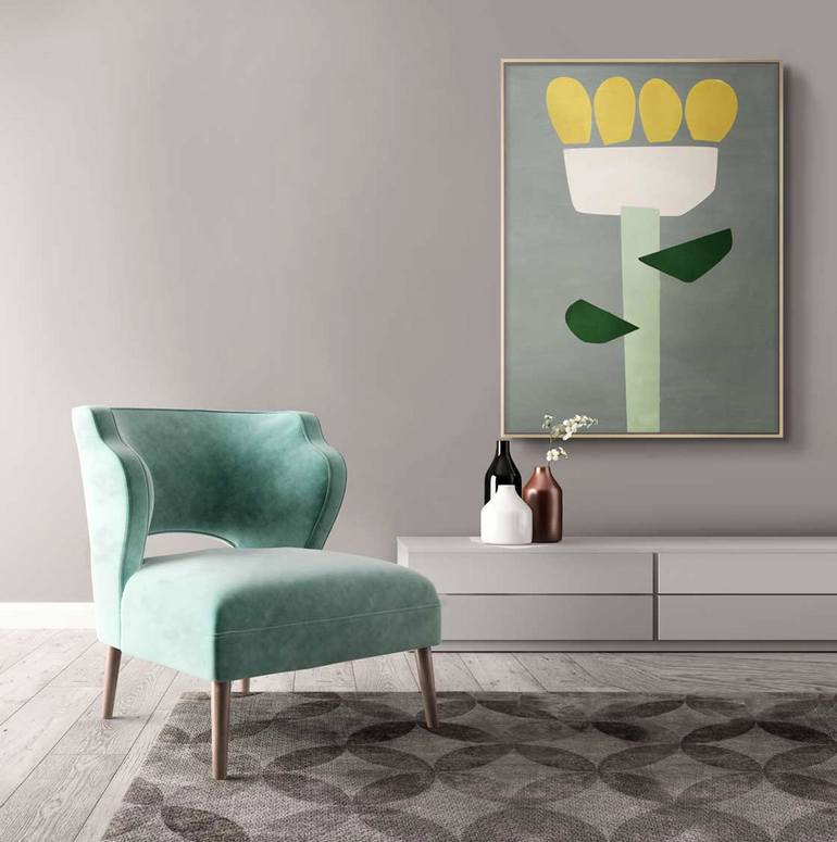 Original Art Deco Floral Painting by Daniel Bautista